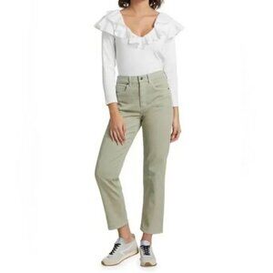 Veronica Beard Blake Classic Straight High Rise Jeans in Sage, Size 29/8